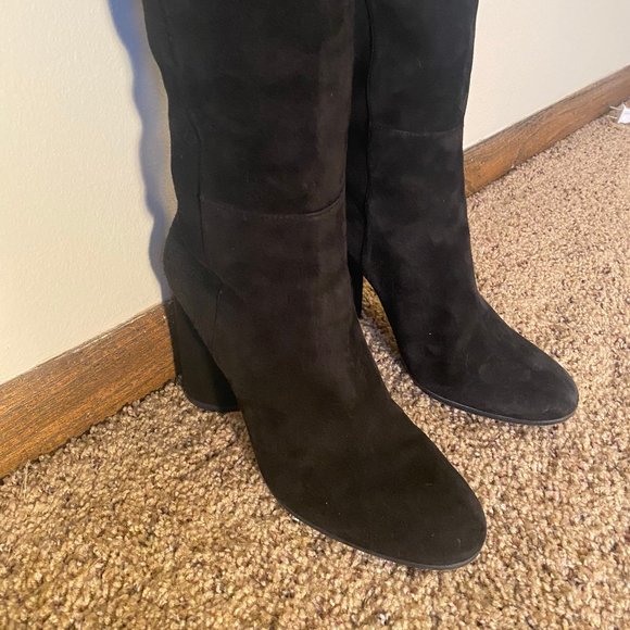 Tall Black Stuart Weitzman Suede Boots, Size 8 - Picture 4 of 11
